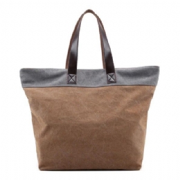 Dam Canvas Hit Color Tote Bag Casual Handväska Axelväska