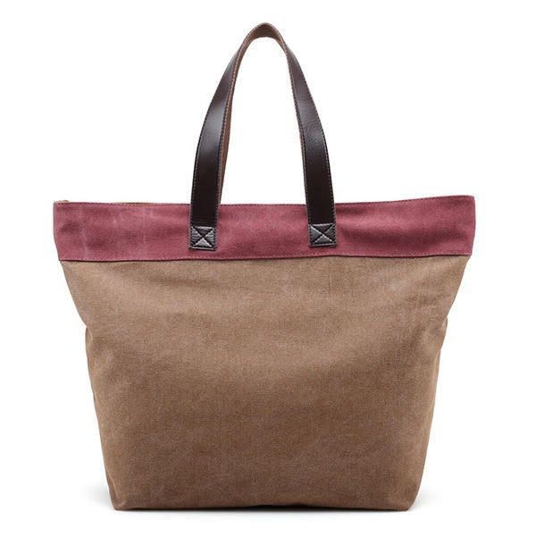 Dam Canvas Hit Color Tote Bag Casual Handväska Axelväska