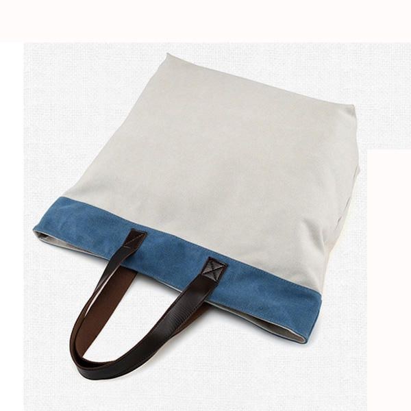 Dam Canvas Hit Color Tote Bag Casual Handväska Axelväska