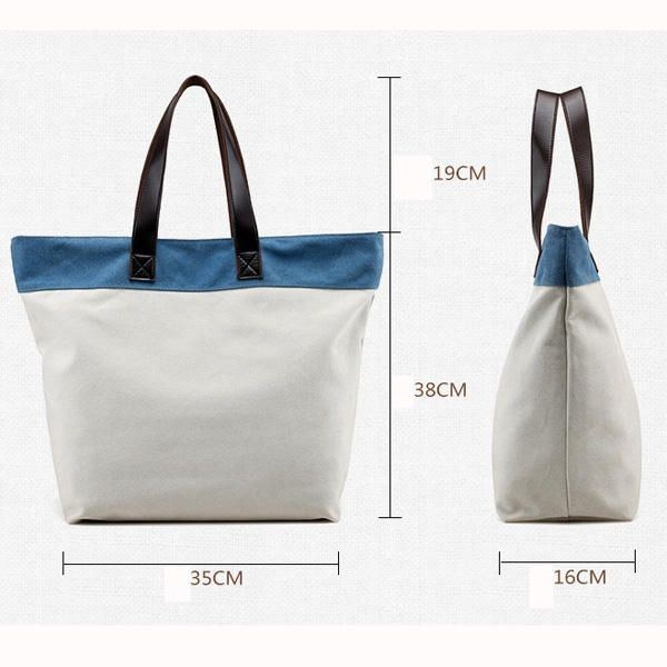 Dam Canvas Hit Color Tote Bag Casual Handväska Axelväska