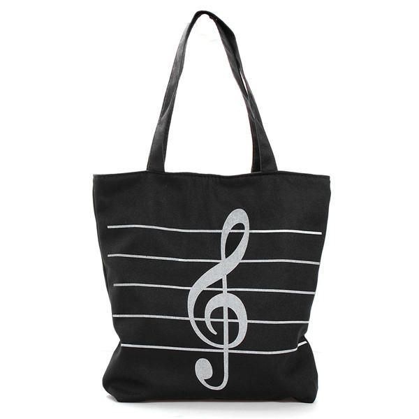 Dam Canvas Musical Shopping Bags Tote Girls Bärbara Axelväskor Handväskor