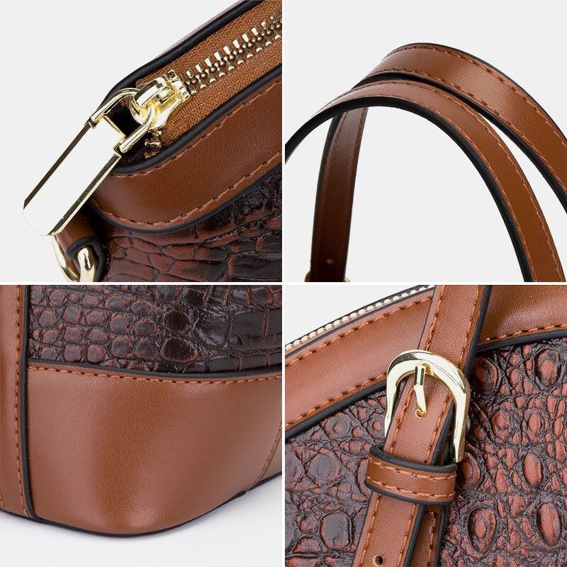 Dam Konstläder Mode Alligator Stor Kapacitet Patchwork Handväska Crossbody-väska