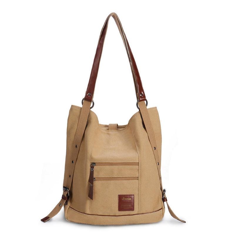 Dam Multi-carry Casual Canvas Handväska Axelväska Satchel Ryggsäck