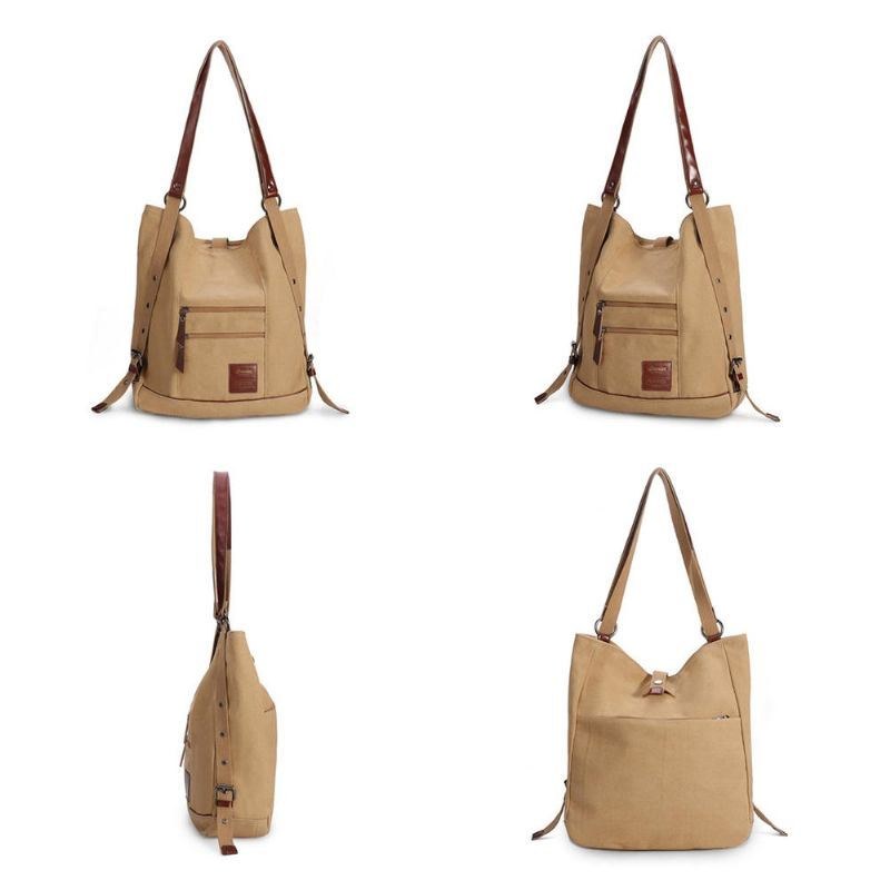 Dam Multi-carry Casual Canvas Handväska Axelväska Satchel Ryggsäck