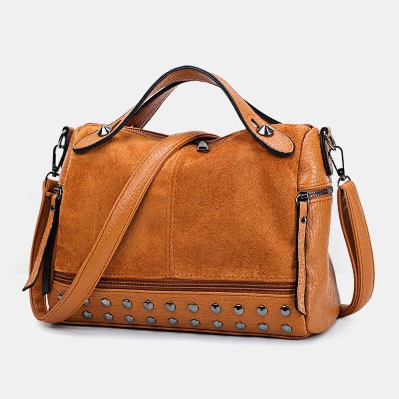 Dam Nit Vintage Pu-läder Multifunktionsväska Crossbody-väska Axelväska Handväska