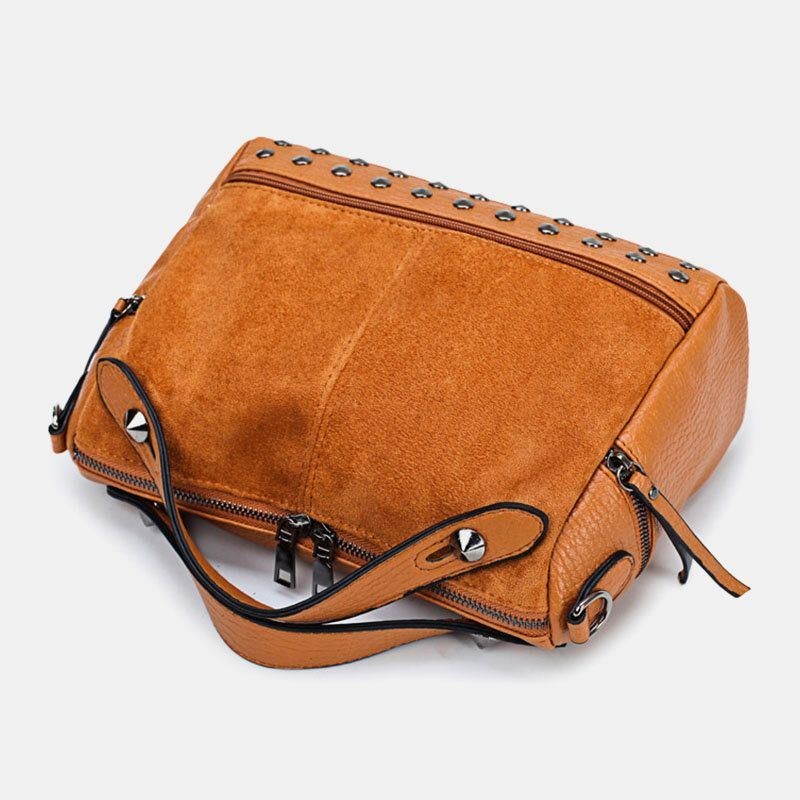 Dam Nit Vintage Pu-läder Multifunktionsväska Crossbody-väska Axelväska Handväska