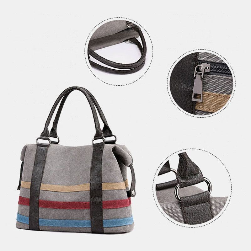 Dam Patchwork Canvas Handväska Crossbody-väska