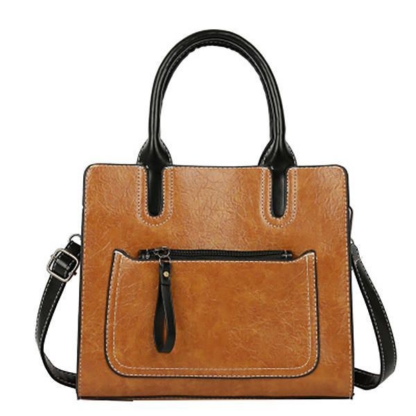 Dam Pu Läder Handväska Retro Solid Fritid Crossbody Bag