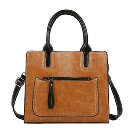 Dam Pu Läder Handväska Retro Solid Fritid Crossbody Bag