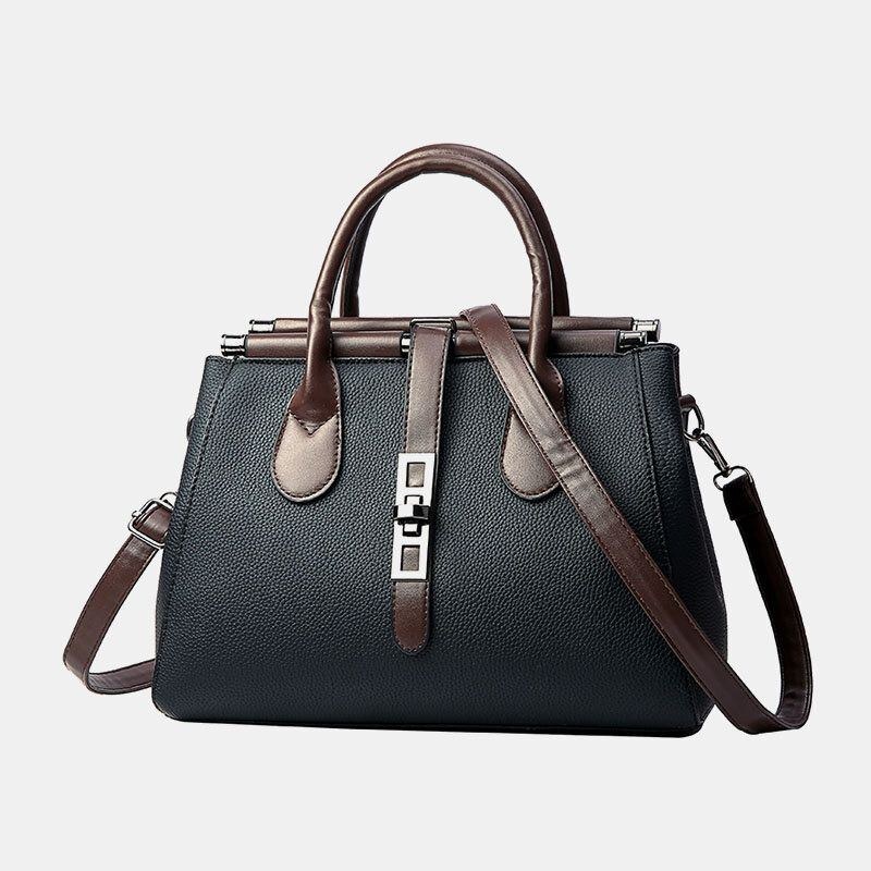 Dam Pu Läder Mode Casual Medium Kapacitet Enstaka Färger Multi-carry Handväska Crossbody Bag Axelväska