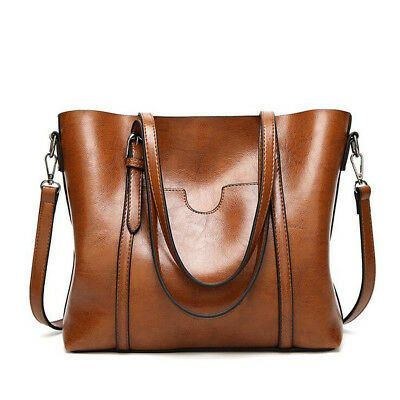 Dam Stor Retro Handväska Läder Shopping Bag Crossbody Shoulder Tote