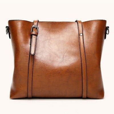 Dam Stor Retro Handväska Läder Shopping Bag Crossbody Shoulder Tote