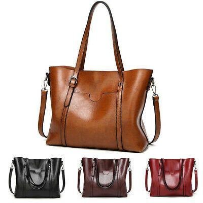 Dam Stor Retro Handväska Läder Shopping Bag Crossbody Shoulder Tote