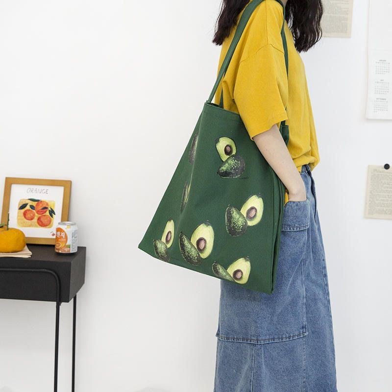 Damer Söt Lovely Avocado Printed Handbag Axelväska