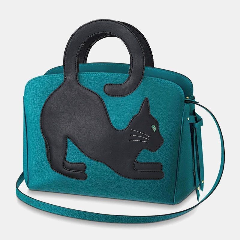 Dammode Skönhet Konstläder Handväska Med Stor Kapacitet Crossbody-väska Axelväska Cat Bag