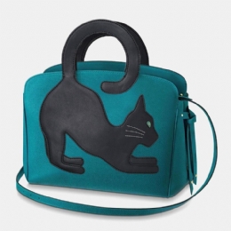 Dammode Skönhet Konstläder Handväska Med Stor Kapacitet Crossbody-väska Axelväska Cat Bag