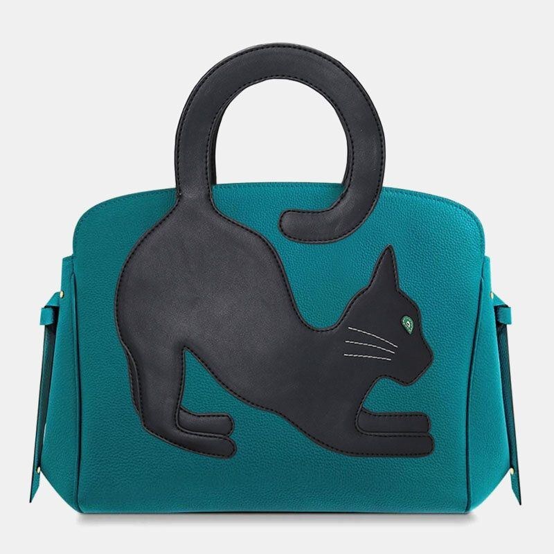 Dammode Skönhet Konstläder Handväska Med Stor Kapacitet Crossbody-väska Axelväska Cat Bag