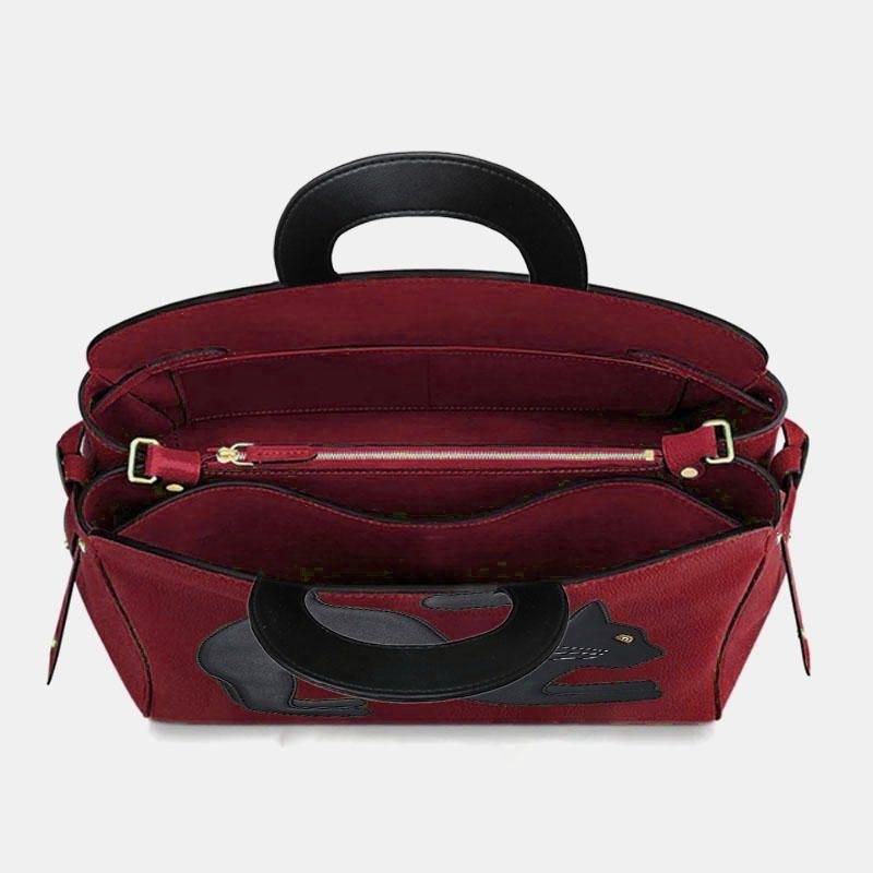 Dammode Skönhet Konstläder Handväska Med Stor Kapacitet Crossbody-väska Axelväska Cat Bag