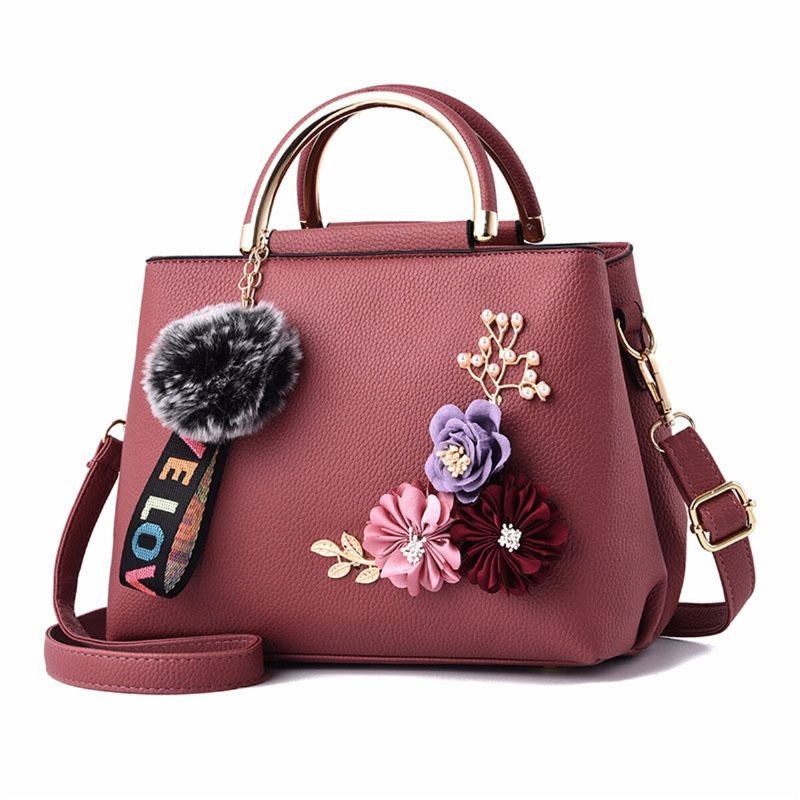 Damplånböcker Och Handväska Axelväskor Damer Designer Topphandtag Satchel Tygväska Med Band Och Blomdekoration