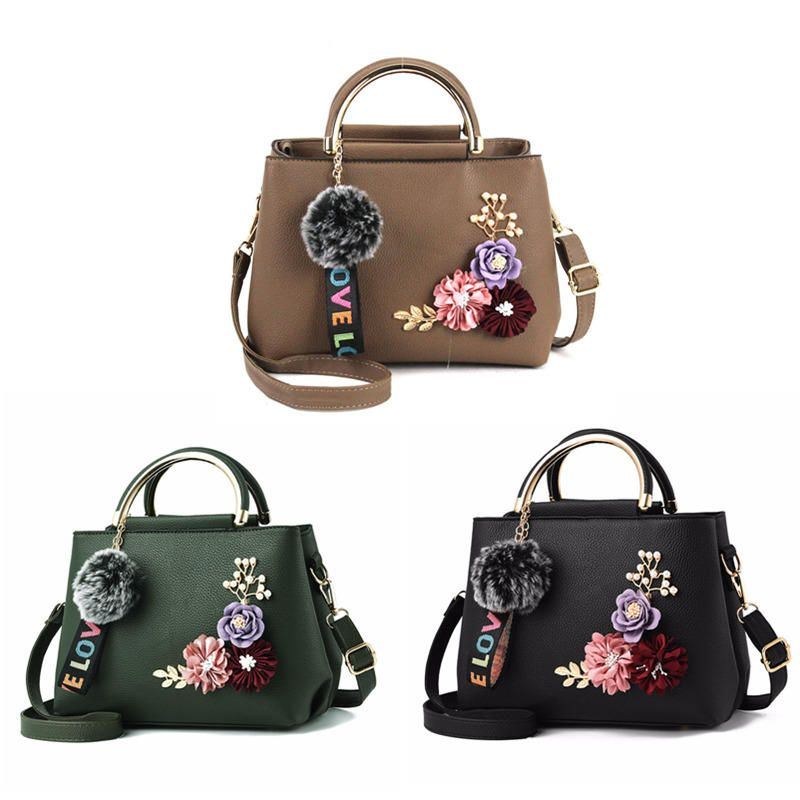 Damplånböcker Och Handväska Axelväskor Damer Designer Topphandtag Satchel Tygväska Med Band Och Blomdekoration