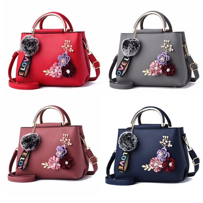 Damplånböcker Och Handväska Axelväskor Damer Designer Topphandtag Satchel Tygväska Med Band Och Blomdekoration