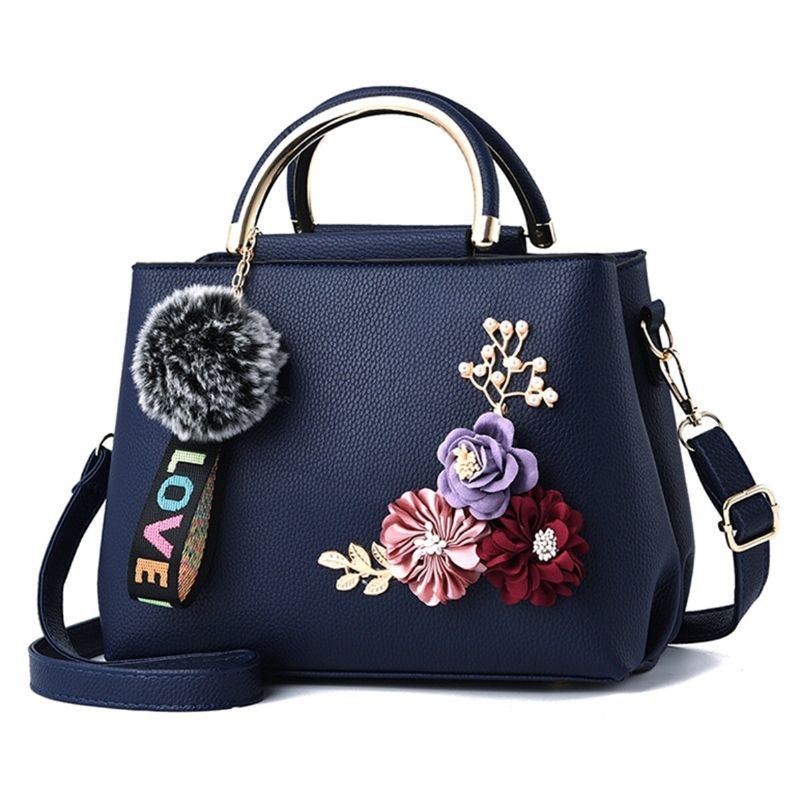 Damplånböcker Och Handväska Axelväskor Damer Designer Topphandtag Satchel Tygväska Med Band Och Blomdekoration