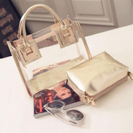 Transparent Gelly Crystal Bag För Damer Celeb Tote Sand Beach Bag Axel Handväska