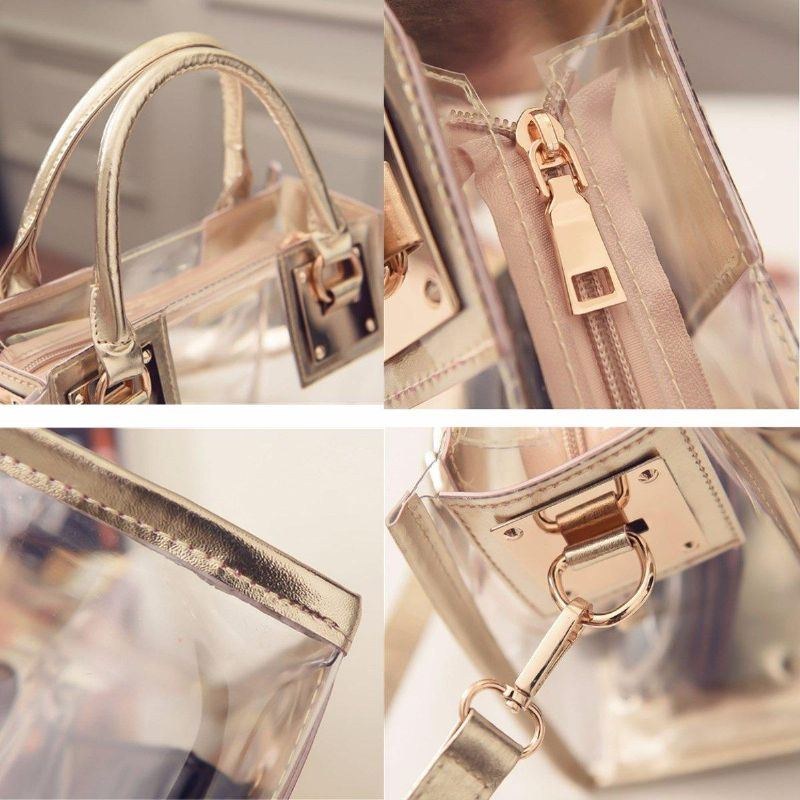 Transparent Gelly Crystal Bag För Damer Celeb Tote Sand Beach Bag Axel Handväska