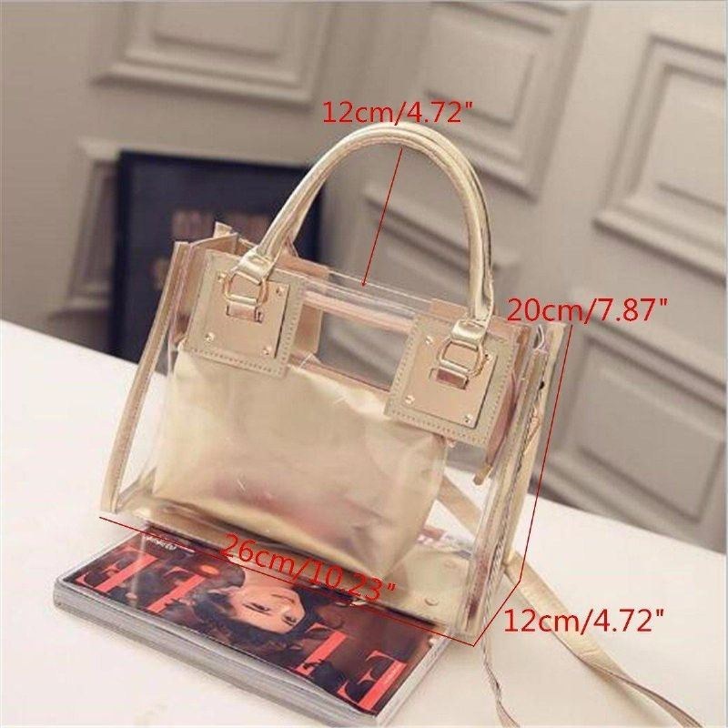 Transparent Gelly Crystal Bag För Damer Celeb Tote Sand Beach Bag Axel Handväska