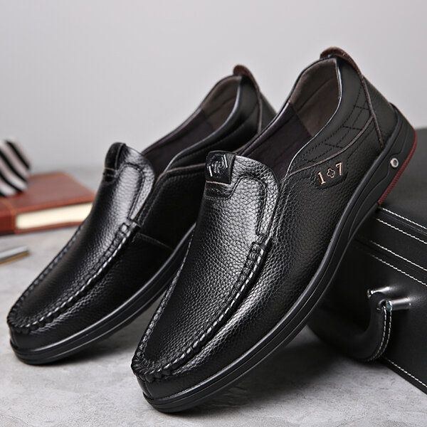 Bekväm Casual Business Äkta Läder Slip On Mjuk Oxfords