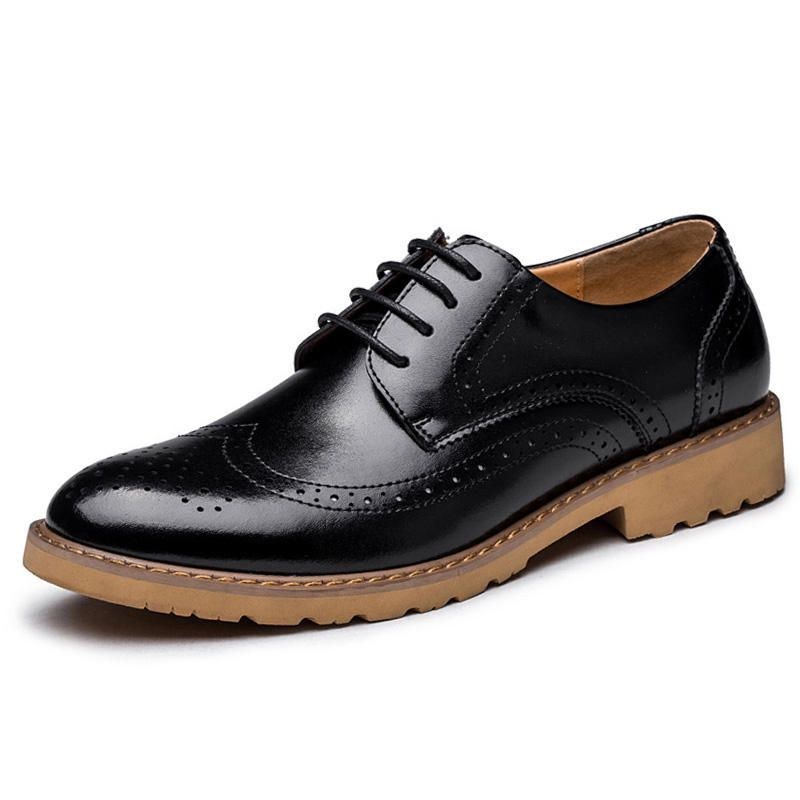 Brogue I Äkta Läder För Män Snidade Business Casual Oxfords