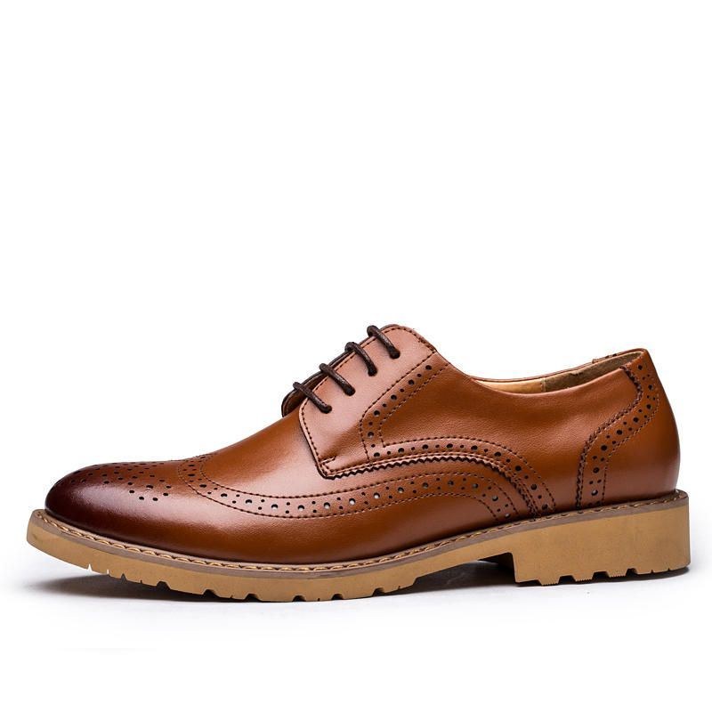 Brogue I Äkta Läder För Män Snidade Business Casual Oxfords