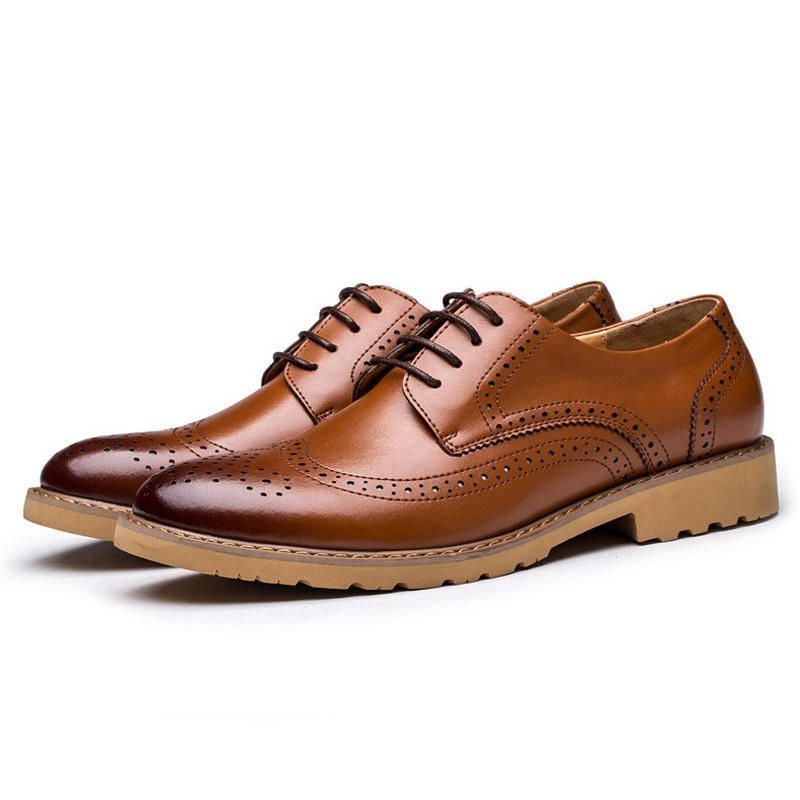 Brogue I Äkta Läder För Män Snidade Business Casual Oxfords