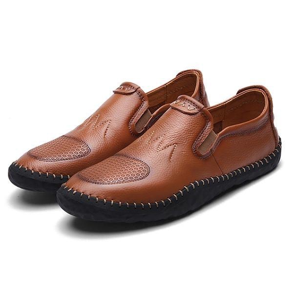 Casual Slip On Outdoor Men Oxfords Skor Läder