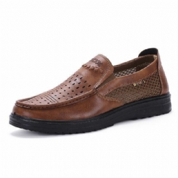 Comfy Men Läder Andas Hollow Outs Slip On Oxfords