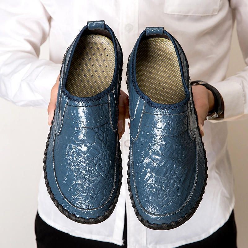 Handsömmar Av Mjuk Kohud För Män Casual Slip On Business Oxfords