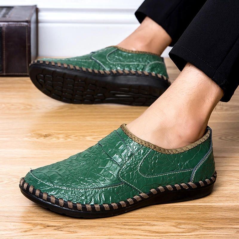 Handsömmar Av Mjuk Kohud För Män Casual Slip On Business Oxfords