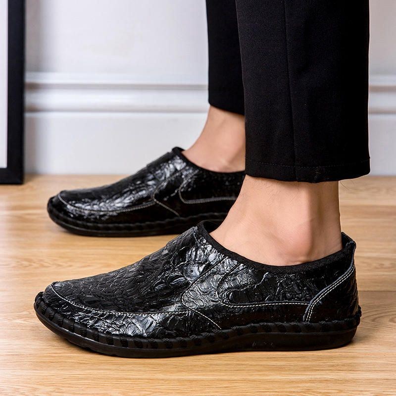 Handsömmar Av Mjuk Kohud För Män Casual Slip On Business Oxfords