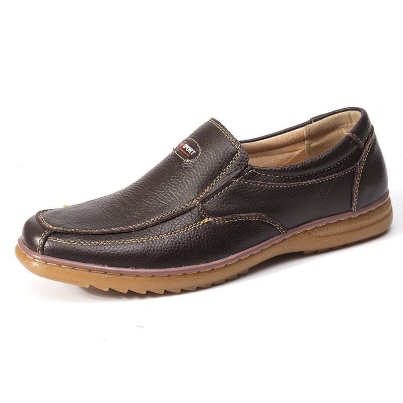 Herr Äkta Koläder Slip On Mjuk Sula Bekväm Halkfri Casual Oxfords