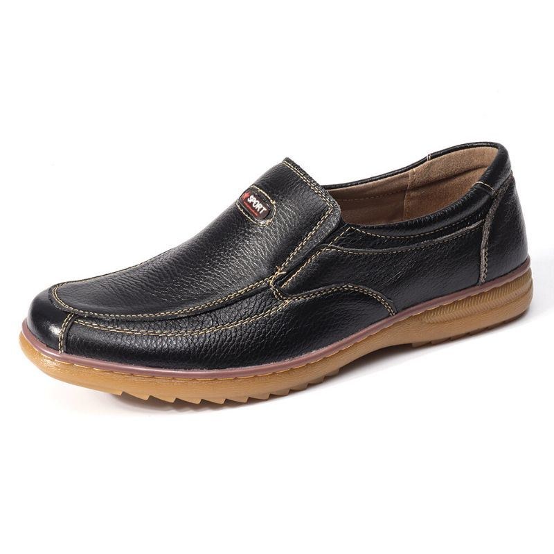 Herr Äkta Koläder Slip On Mjuk Sula Bekväm Halkfri Casual Oxfords