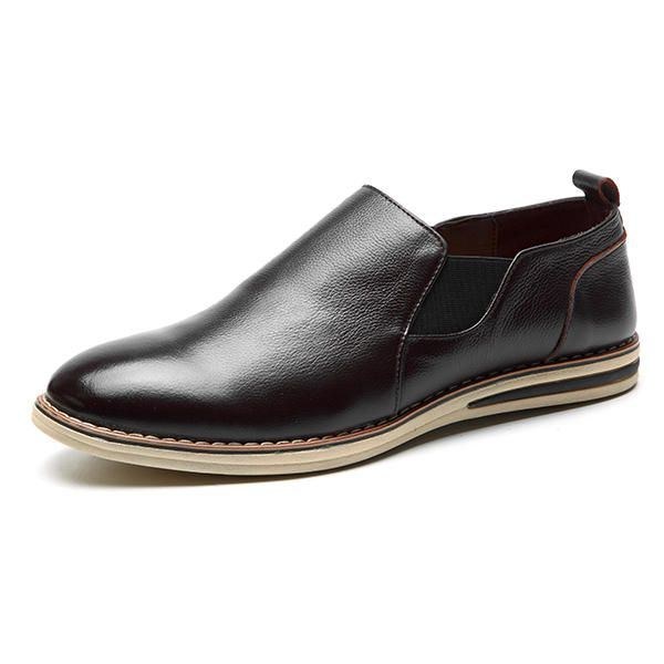 Herr Äkta Läder Casual Slip On Business Oxfords Skor