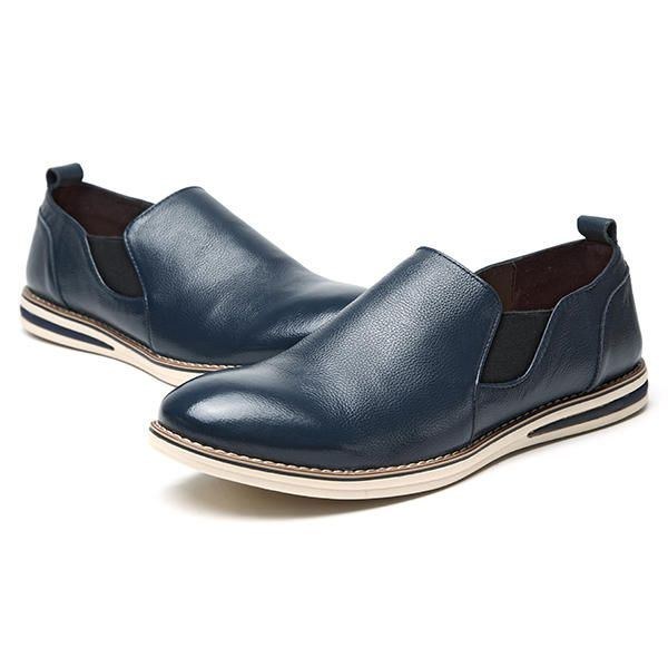 Herr Äkta Läder Casual Slip On Business Oxfords Skor