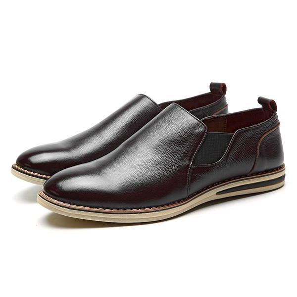 Herr Äkta Läder Casual Slip On Business Oxfords Skor