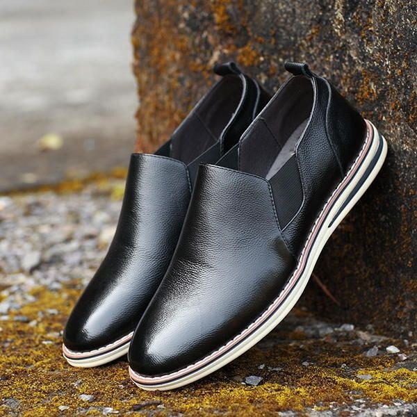 Herr Äkta Läder Casual Slip On Business Oxfords Skor