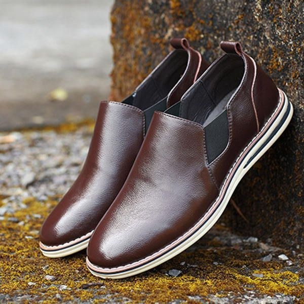 Herr Äkta Läder Casual Slip On Business Oxfords Skor