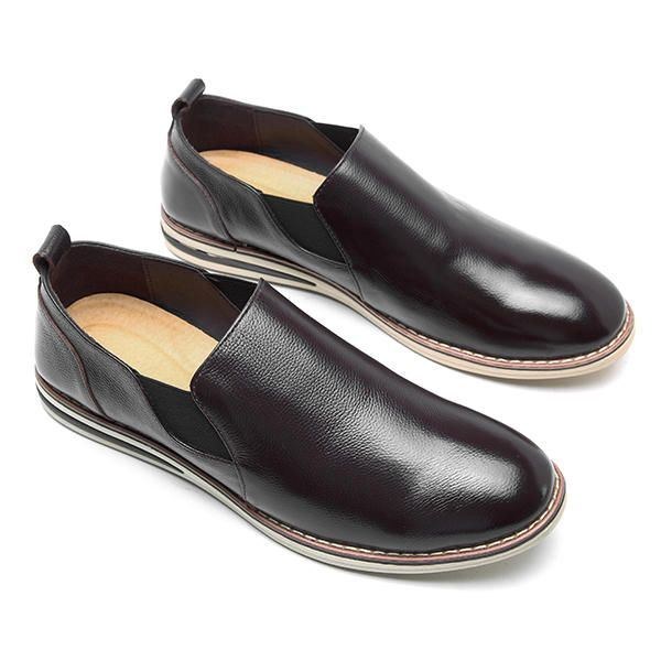 Herr Äkta Läder Casual Slip On Business Oxfords Skor