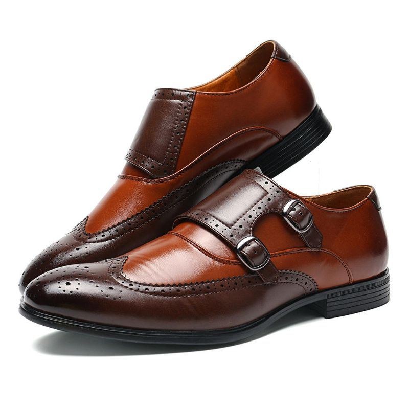 Herr Brogue Snidade Casual Business Office Läder Oxfords