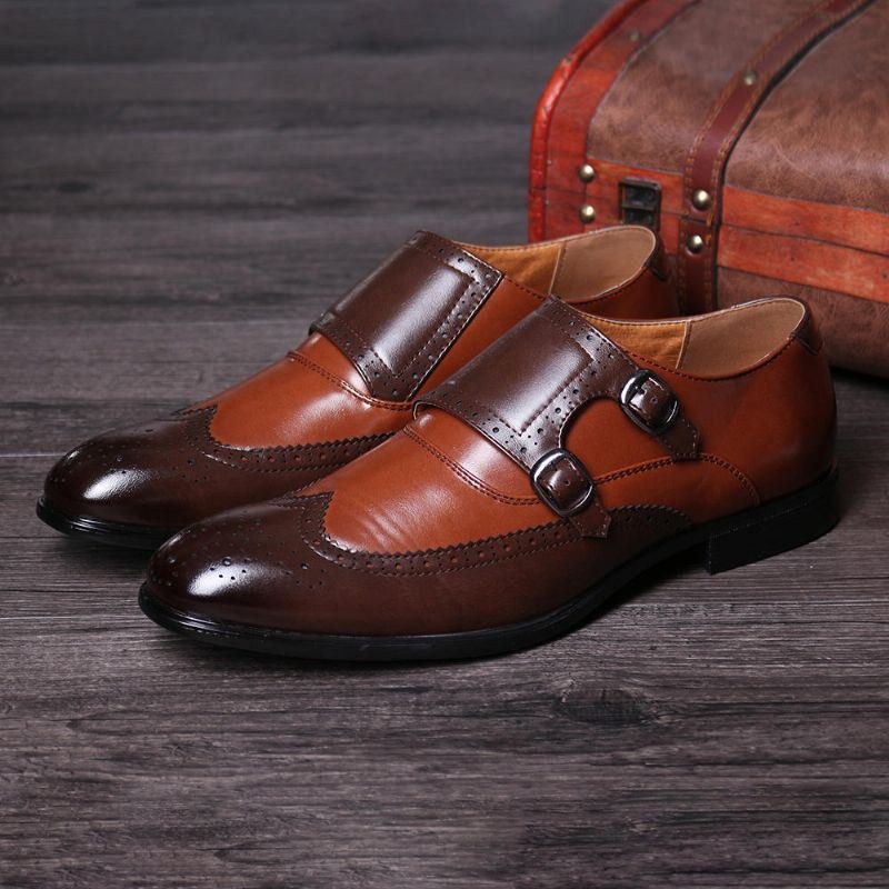 Herr Brogue Snidade Casual Business Office Läder Oxfords