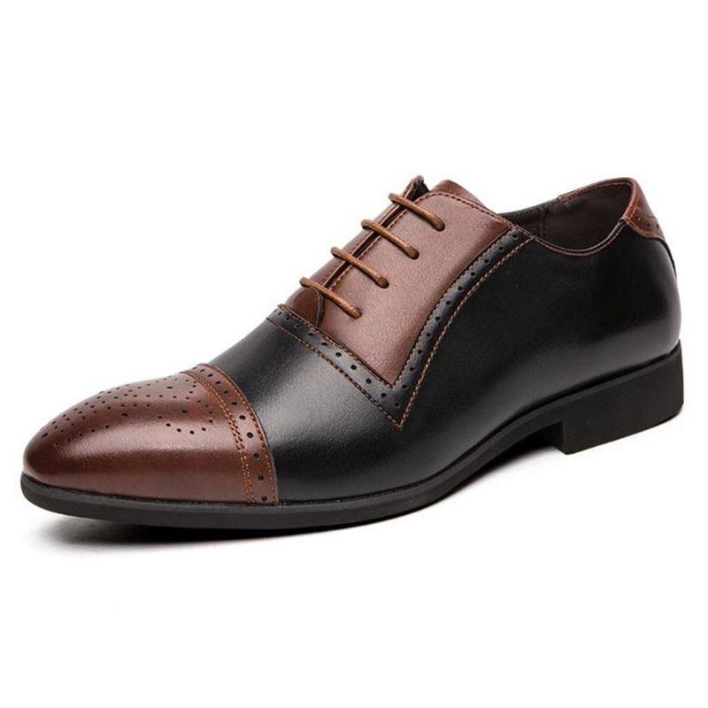 Herr Brogue Snidade Mikrofiberläderfärgsömmar Formella Business Oxfords