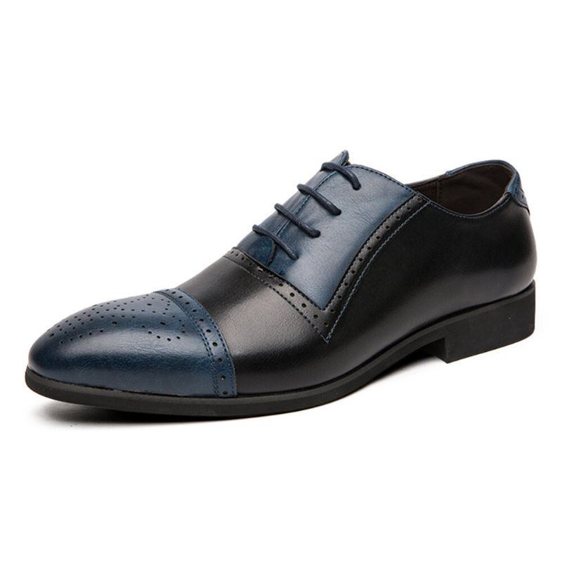 Herr Brogue Snidade Mikrofiberläderfärgsömmar Formella Business Oxfords